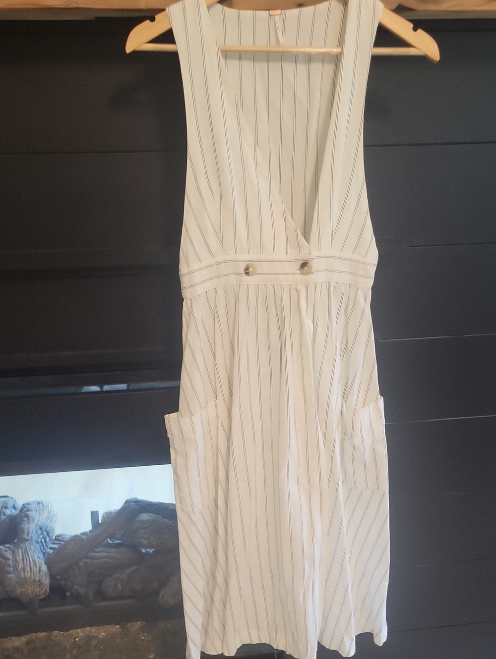 Free People White Pinstripe Jumpsuit Dress